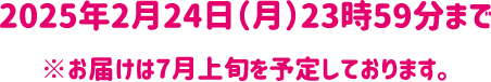 2025年2月24日（月）23時59分まで※お届けは7月上旬を予定しております。